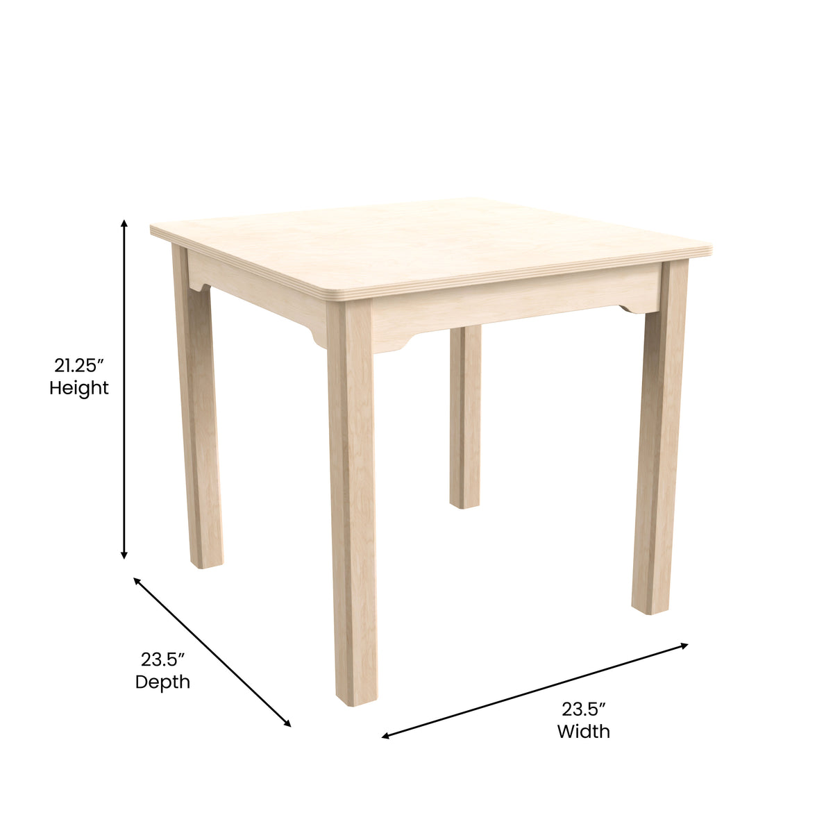Commercial Grade 23.5inch Square Wooden Preschool Classroom Activity Table - Beech