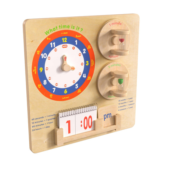 Commercial Grade STEAM Wall Wooden Telling Time Accessory Board - Multicolor