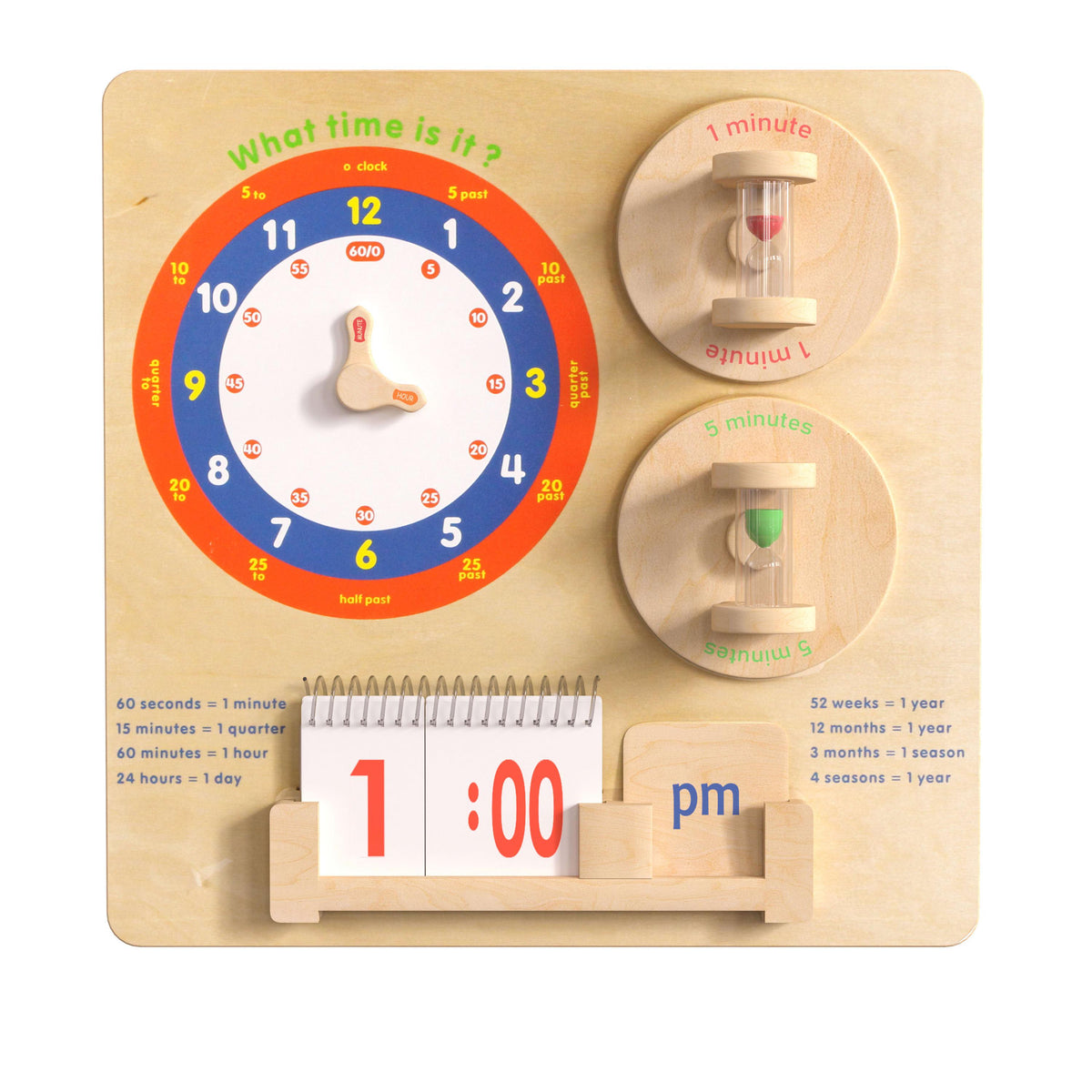 Commercial Grade STEAM Wall Wooden Telling Time Accessory Board - Multicolor