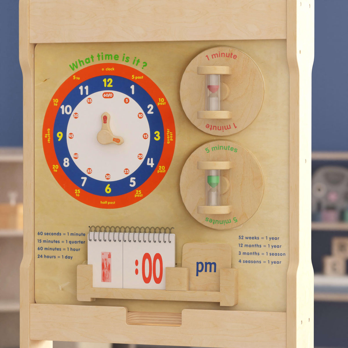 Commercial Grade STEAM Wall Wooden Telling Time Accessory Board - Multicolor