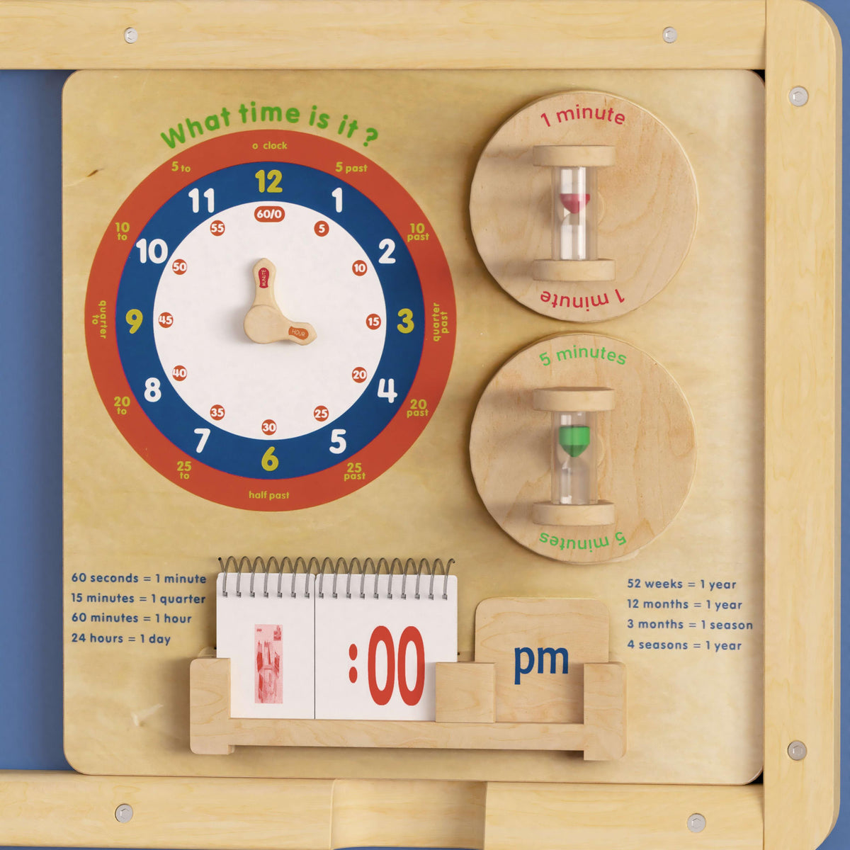 Commercial Grade STEAM Wall Wooden Telling Time Accessory Board - Multicolor