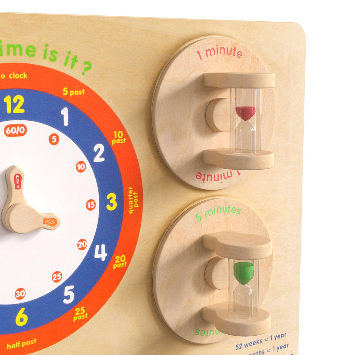 Commercial Grade STEAM Wall Wooden Telling Time Accessory Board - Multicolor