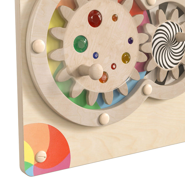 Commercial Grade STEAM Wall Wooden Turning Gears Accessory Board - Multicolor