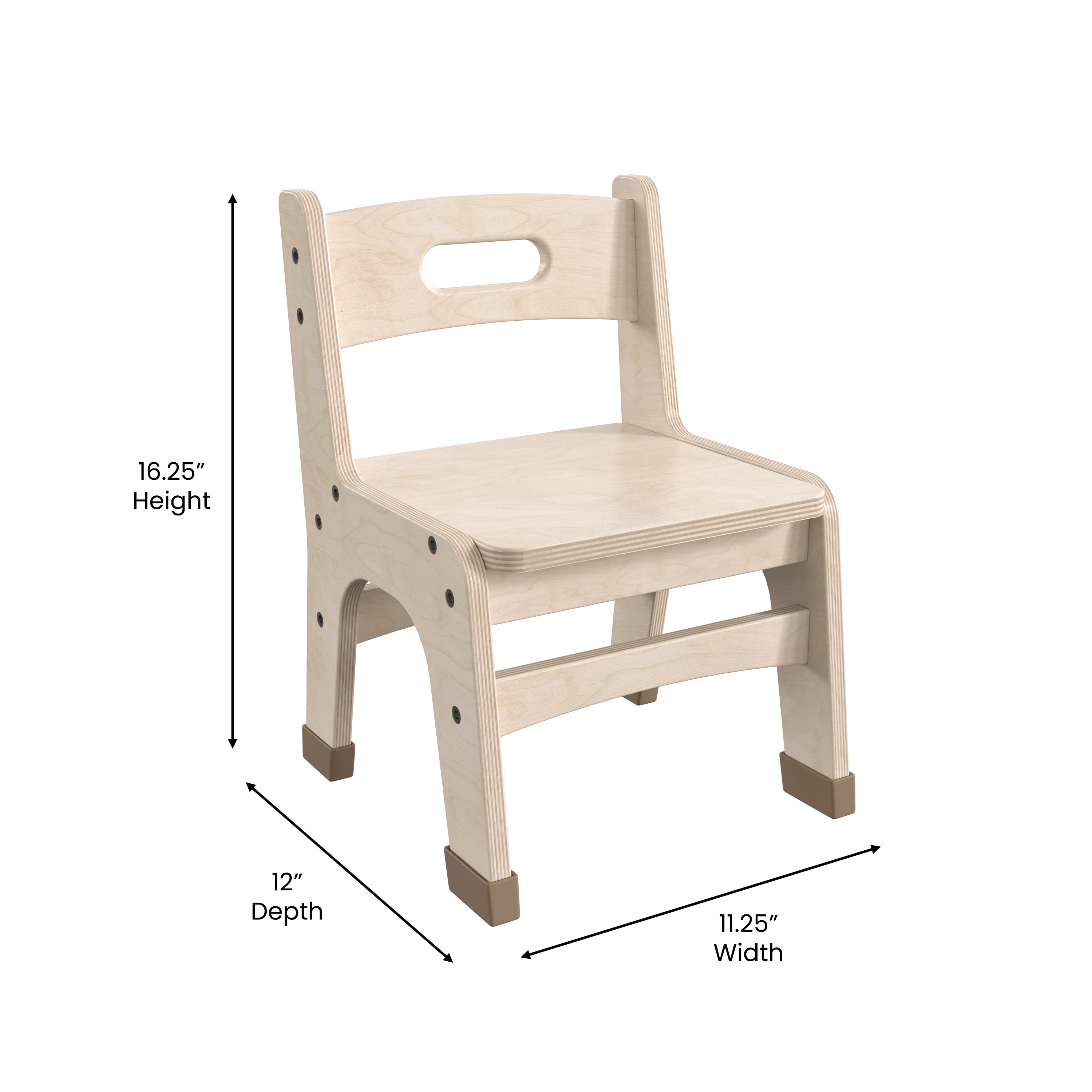 Wooden chair design with outlet handle