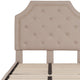 Beige,Twin |#| Twin Size Arched Tufted Upholstered Platform Bed in Beige Fabric