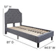 Light Gray,Twin |#| Twin Size Arched Tufted Upholstered Platform Bed in Light Gray Fabric