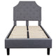 Light Gray,Twin |#| Twin Size Arched Tufted Upholstered Platform Bed in Light Gray Fabric