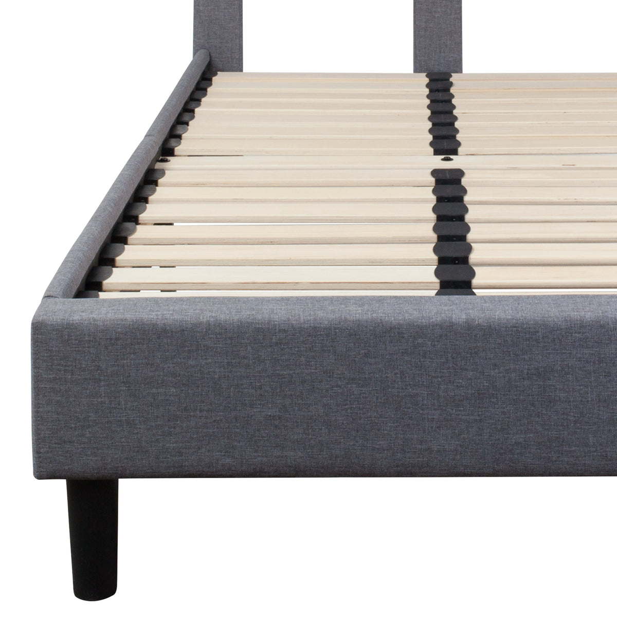 Light Gray,Twin |#| Twin Size Arched Tufted Upholstered Platform Bed in Light Gray Fabric