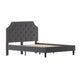 Dark Gray,Queen |#| Queen Size Arched Tufted Upholstered Platform Bed in Dark Gray Fabric