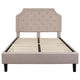 Beige,Full |#| Full Size Arched Tufted Upholstered Platform Bed in Beige Fabric