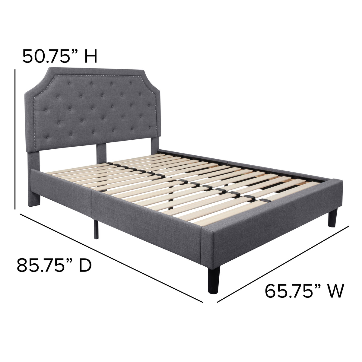 Light Gray,Queen |#| Queen Size Arched Tufted Upholstered Platform Bed in Light Gray Fabric