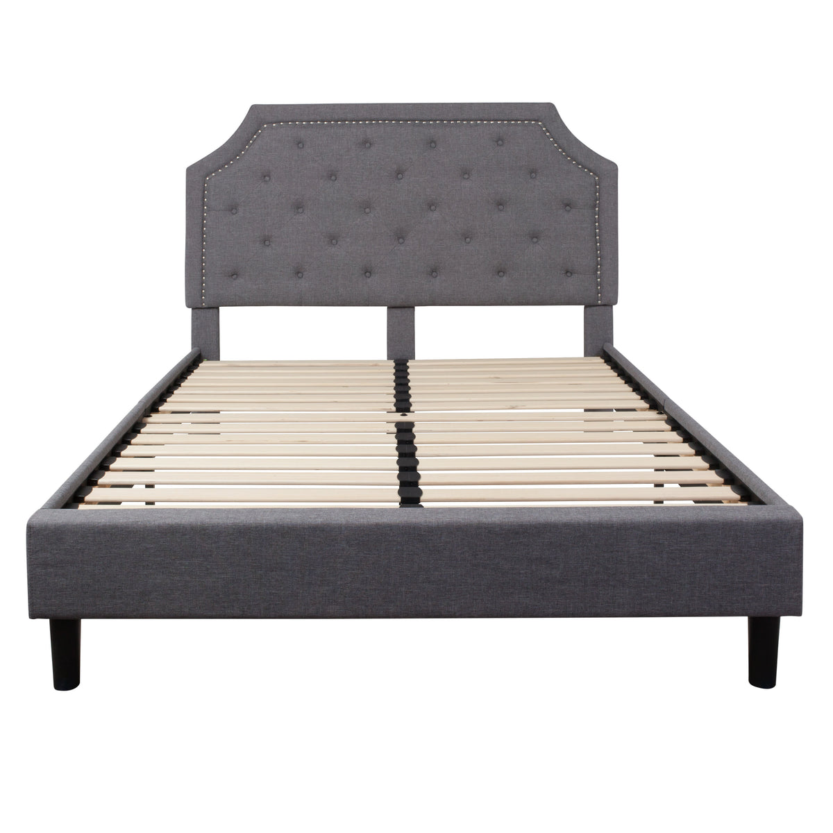 Light Gray,Queen |#| Queen Size Arched Tufted Upholstered Platform Bed in Light Gray Fabric