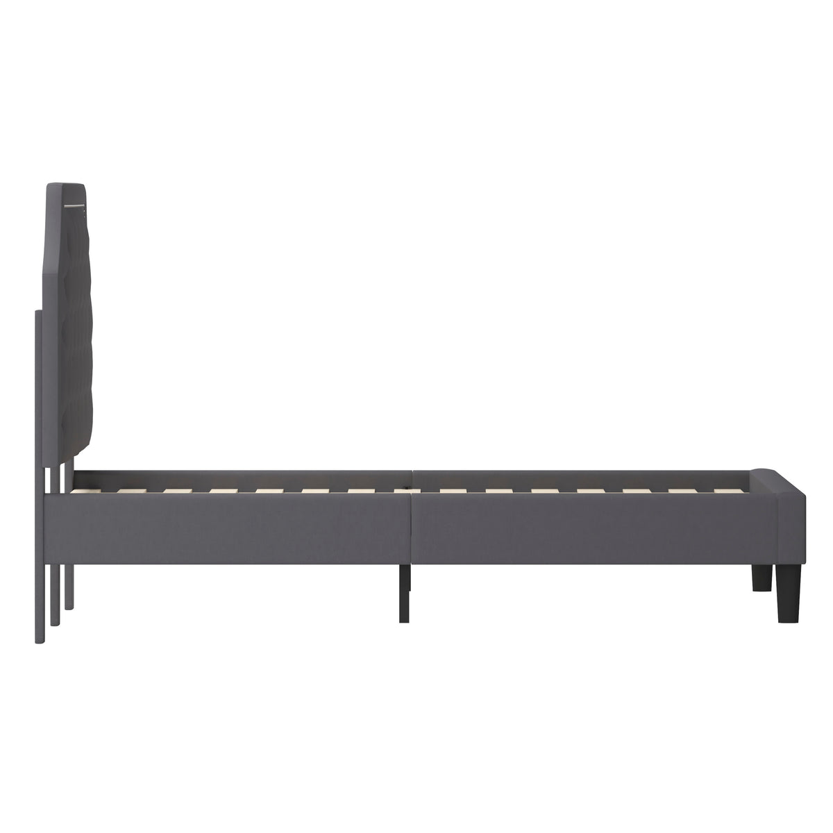 Dark Gray,King |#| King Size Arched Tufted Upholstered Platform Bed in Dark Gray Fabric