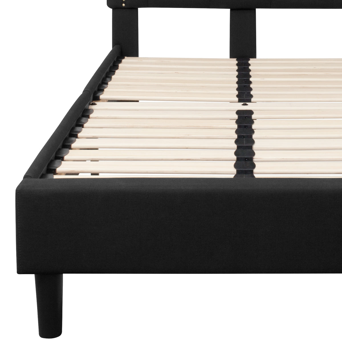 Black,Twin |#| Twin Size Arched Tufted Upholstered Platform Bed in Black Fabric