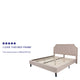 Beige,King |#| King Size Arched Tufted Upholstered Platform Bed in Beige Fabric