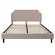Beige,King |#| King Size Arched Tufted Upholstered Platform Bed in Beige Fabric