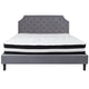 Light Gray,King |#| King Size Arched Tufted Lt Gray Fabric Platform Bed with Pocket Spring Mattress