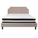 Beige,King |#| King Size Arched Tufted Beige Fabric Platform Bed with Pocket Spring Mattress
