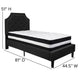 Black,Twin |#| Twin Size Arched Tufted Black Fabric Platform Bed with Pocket Spring Mattress