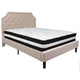 Beige,Queen |#| Queen Size Arched Tufted Beige Fabric Platform Bed with Pocket Spring Mattress