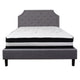 Light Gray,Queen |#| Queen Size Arched Tufted Lt Gray Fabric Platform Bed w/ Pocket Spring Mattress
