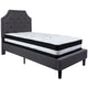 Dark Gray,Twin |#| Twin Size Arched Tufted Dk Gray Fabric Platform Bed with Pocket Spring Mattress
