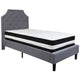 Light Gray,Twin |#| Twin Size Arched Tufted Lt Gray Fabric Platform Bed with Pocket Spring Mattress