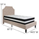 Beige,Twin |#| Twin Size Arched Tufted Beige Fabric Platform Bed with Pocket Spring Mattress
