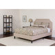 Beige,Full |#| Full Size Arched Tufted Beige Fabric Platform Bed with Pocket Spring Mattress