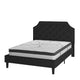 Black,Queen |#| Queen Tufted Platform Bed in Black Fabric with 10 Inch Pocket Spring Mattress