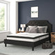 Black,Queen |#| Queen Tufted Platform Bed in Black Fabric with 10 Inch Pocket Spring Mattress