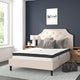 Beige,Full |#| Full Tufted Platform Bed in Beige Fabric with 10 Inch Pocket Spring Mattress