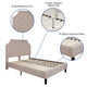 Beige,Full |#| Full Tufted Platform Bed in Beige Fabric with 10 Inch Pocket Spring Mattress