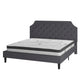 Dark Gray,King |#| King Tufted Platform Bed in Dark Gray Fabric with 10 Inch Pocket Spring Mattress