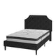 Black,Full |#| Full Tufted Platform Bed in Black Fabric with 10 Inch Pocket Spring Mattress