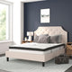 Beige,Queen |#| Queen Tufted Platform Bed in Beige Fabric with 10 Inch Pocket Spring Mattress