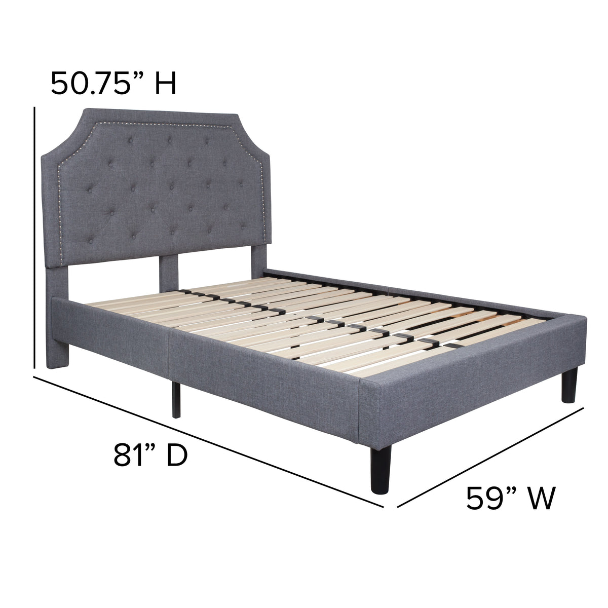 Light Gray,Full |#| Full Tufted Platform Bed in Light Gray Fabric with 10in. Pocket Spring Mattress