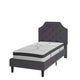 Dark Gray,Twin |#| Twin Tufted Platform Bed in Dark Gray Fabric with 10 Inch Pocket Spring Mattress