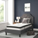 Dark Gray,Twin |#| Twin Tufted Platform Bed in Dark Gray Fabric with 10 Inch Pocket Spring Mattress