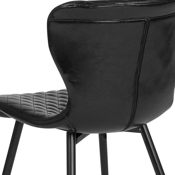 Black Vinyl |#| Contemporary Upholstered Chair in Black Vinyl