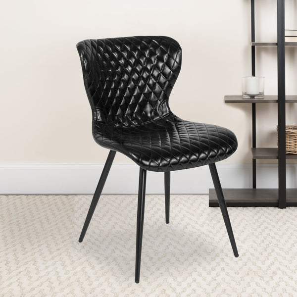 Black Vinyl |#| Contemporary Upholstered Chair in Black Vinyl