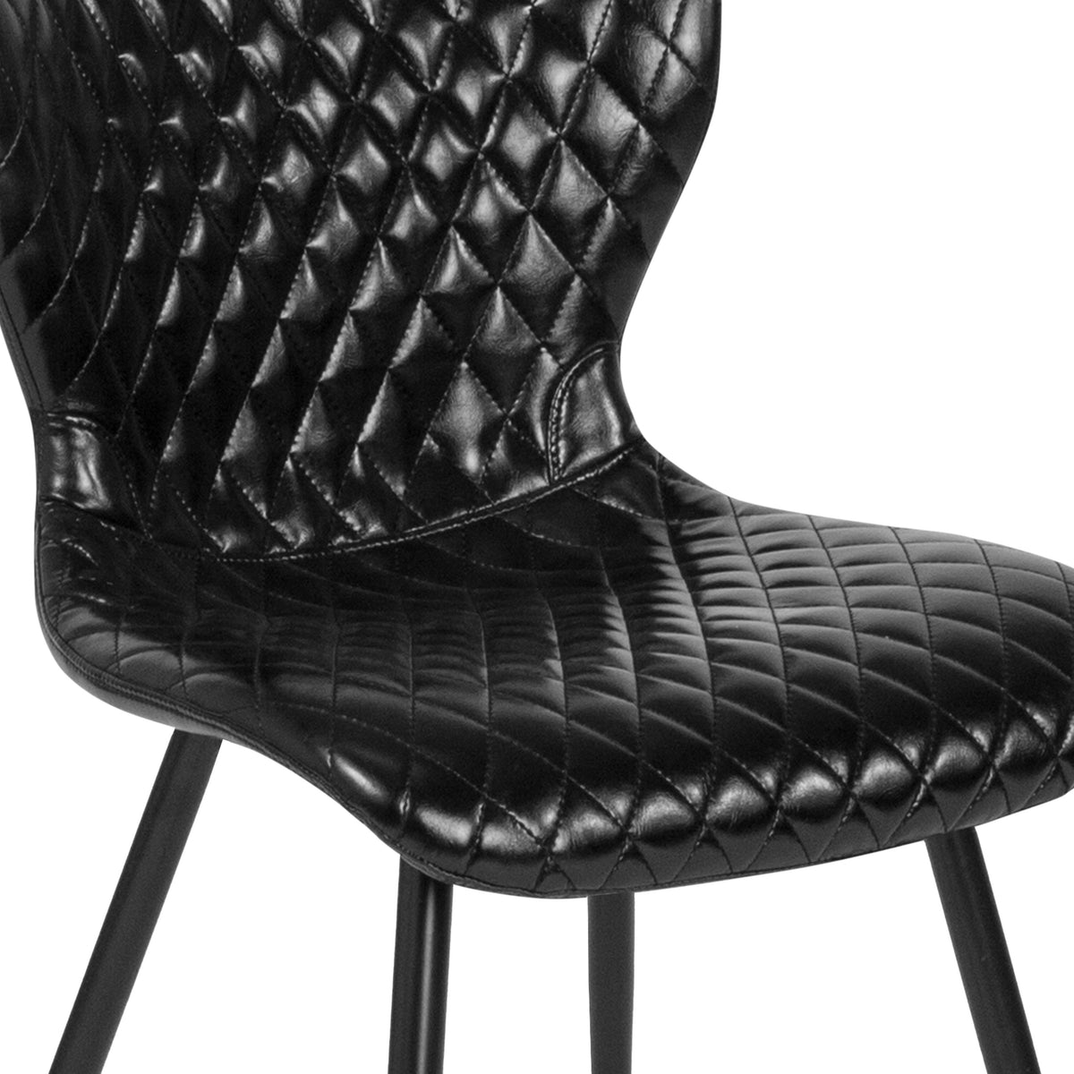 Black Vinyl |#| Contemporary Upholstered Chair in Black Vinyl