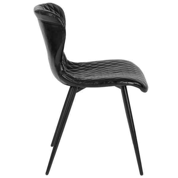 Black Vinyl |#| Contemporary Upholstered Chair in Black Vinyl