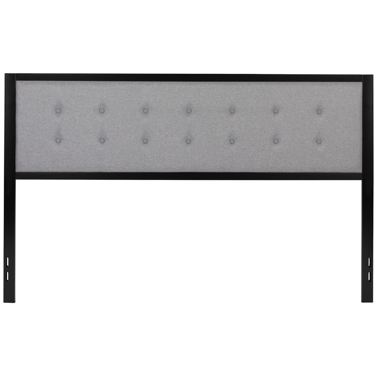 Light Gray,King |#| King Size Upholstered Metal Panel Headboard in Tufted Light Gray Fabric