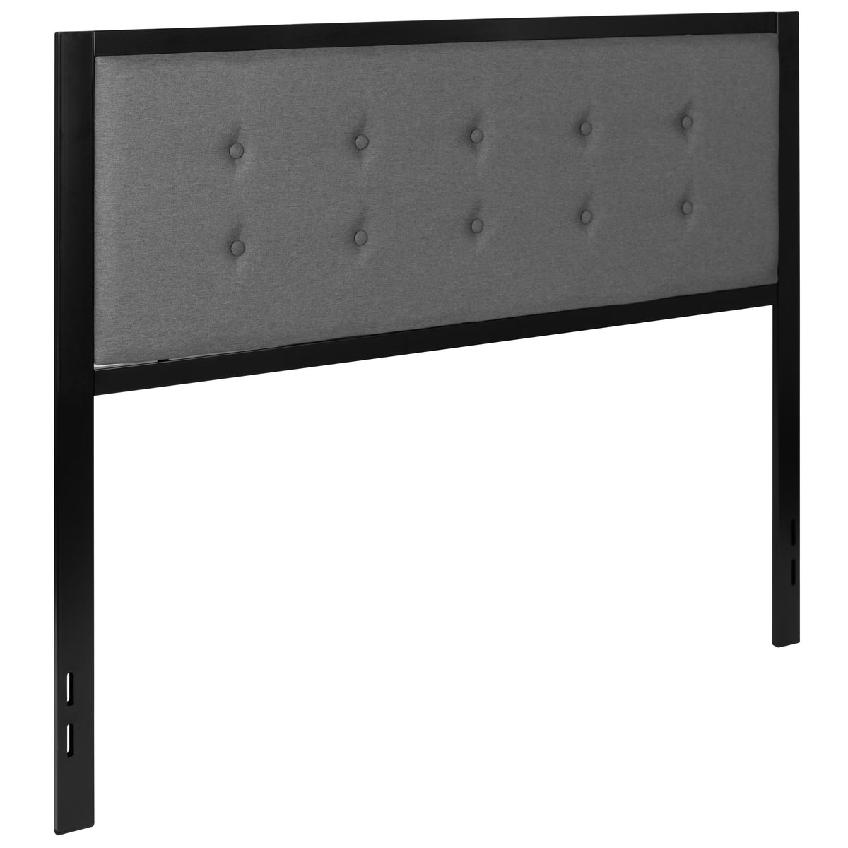 Dark Gray,Queen |#| Queen Size Upholstered Metal Panel Headboard in Tufted Dark Gray Fabric