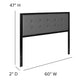 Dark Gray,Queen |#| Queen Size Upholstered Metal Panel Headboard in Tufted Dark Gray Fabric