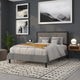 Dark Gray,Queen |#| Queen Size Upholstered Metal Panel Headboard in Tufted Dark Gray Fabric