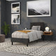 Black,Twin |#| Twin Size Upholstered Metal Panel Headboard in Tufted Black Fabric