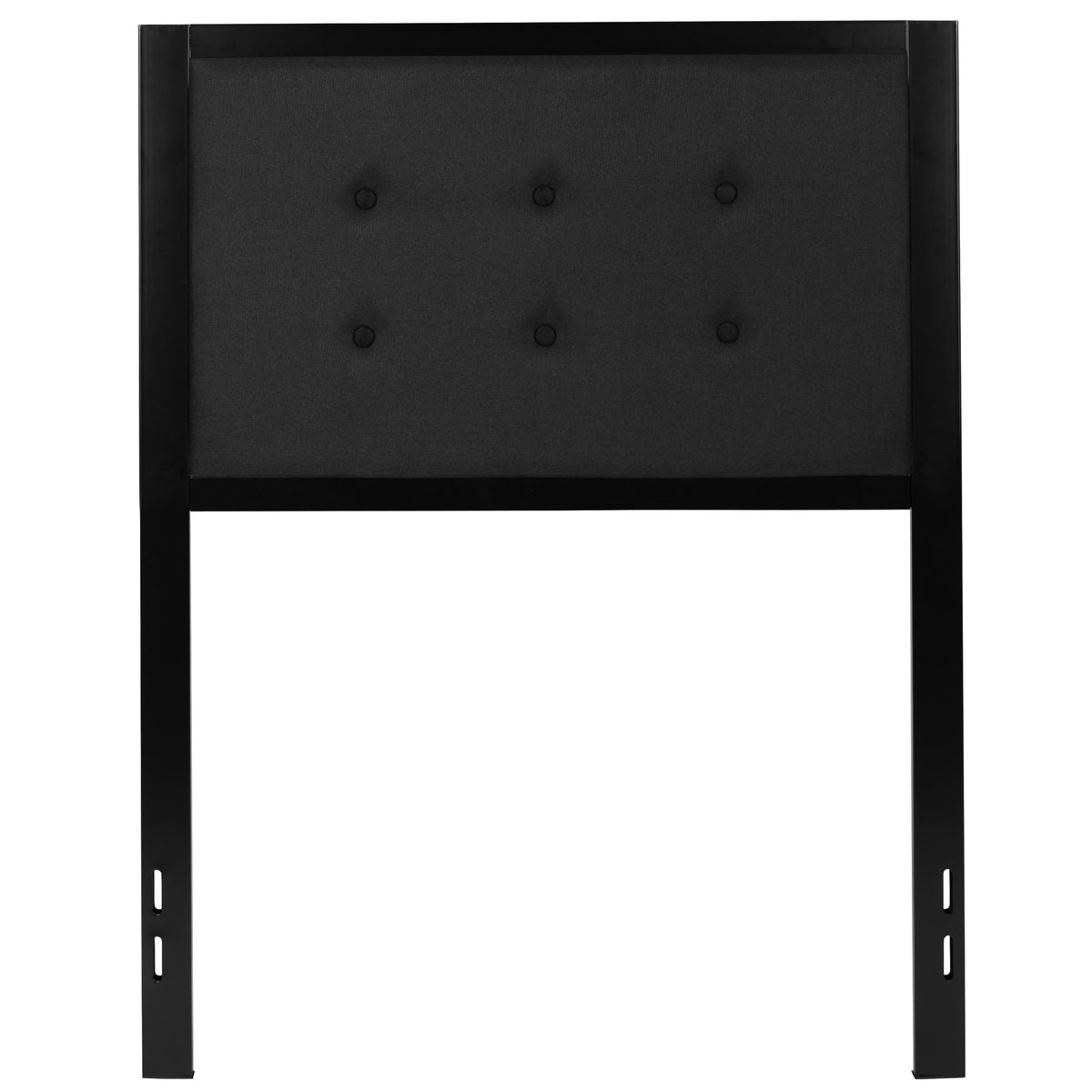 Black,Twin |#| Twin Size Upholstered Metal Panel Headboard in Tufted Black Fabric