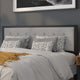 Light Gray,King |#| King Size Upholstered Metal Panel Headboard in Tufted Light Gray Fabric